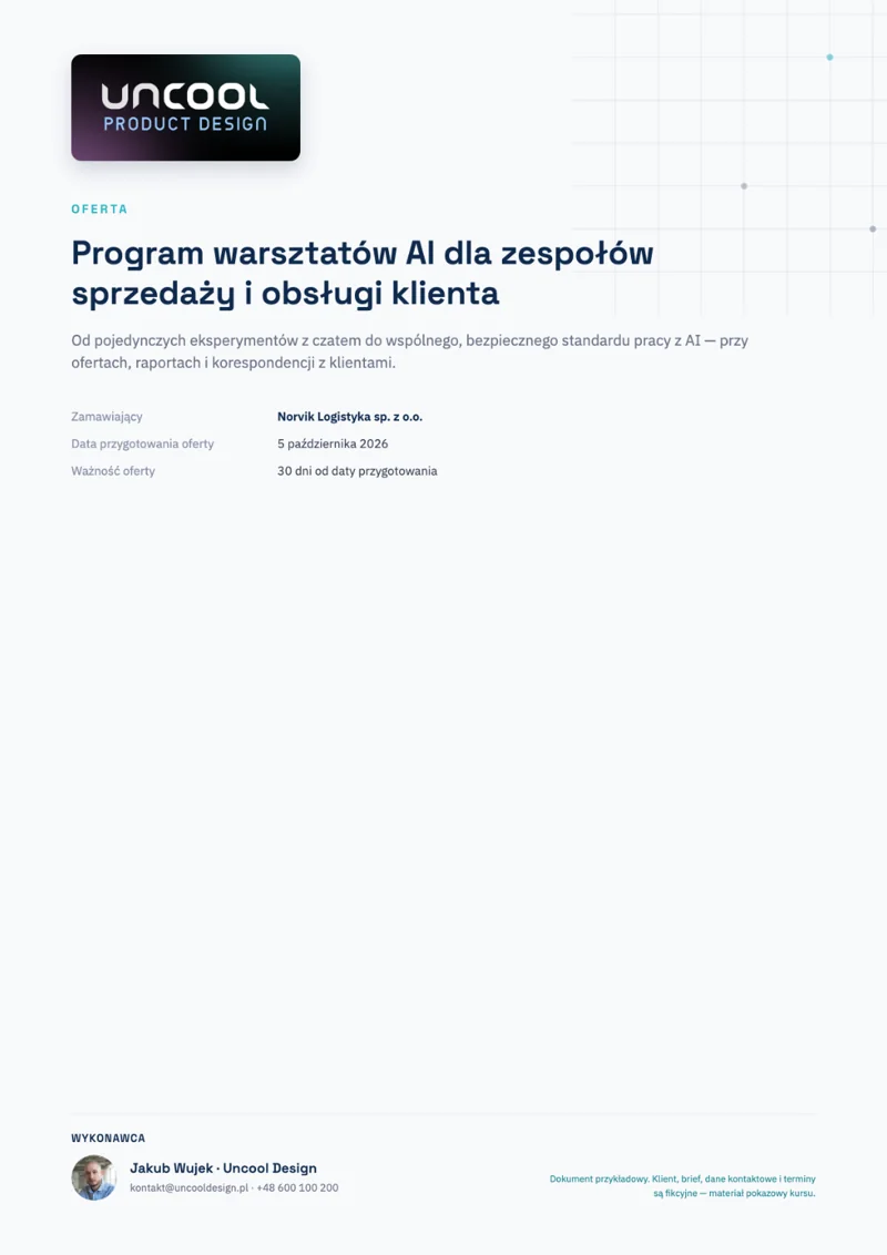 Oferta A4 · dokument — przykład wygenerowany w systemie z kursu